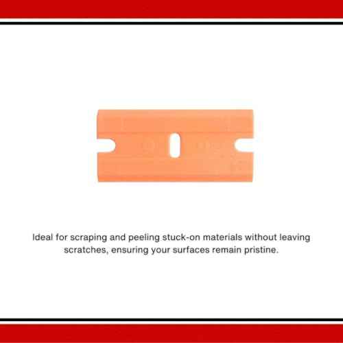 American Line Double Edged Orange Plastic Blades - 100-Pack - Made with Durable Corrosion Resistant Plastic for Stubborn Sensitive Surfaces - .875" x 6.75" x 1.75" - 66-0707