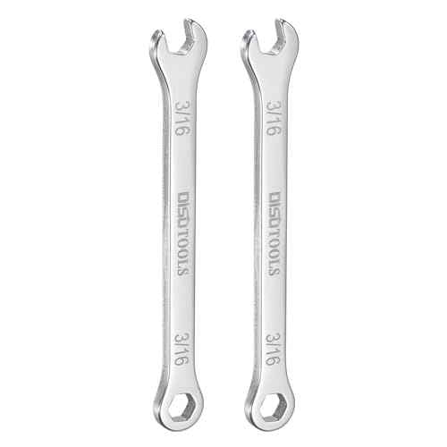 HARFINGTON 2pcs Thin Combination Wrench 3/16" 30Cr13 Stainless Steel Quenching Polish Mini Combination Spanner with Offset 12-Point Box End and 15¡Æ Angled Open End for Auto Repairs