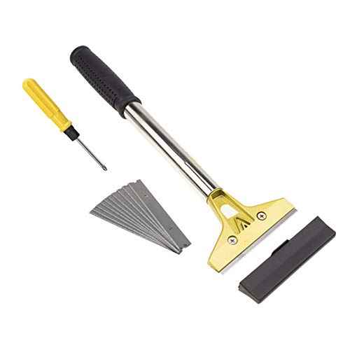 Wide 4" Long 12-1/2'' (32cm) Razor Blade Sticker Paint Gum Scraper Remover for Window, Long Handle Stove Oven Cleaner Glass Tile Windshield Granite Wall Cleaning Hand Tool, SCRP-B