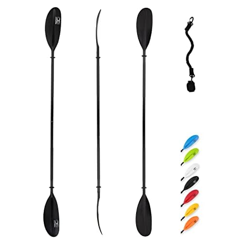 OCEANBROAD Kayak Paddle 86in/218cm, 90.5in/230cm, 95in/241cm Alloy Shaft Kayaking Boating Canoeing Oar with Paddle Leash