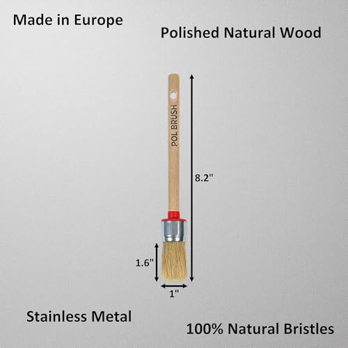 1 Inch Chalk & Wax Round Paint Brush - High European Quality - Natural Bristles - for Home, Wood, Walls, Art, Trim & Furniture - for Acrylic, Oil, Stain, Chalk, Wax & Latex Paints