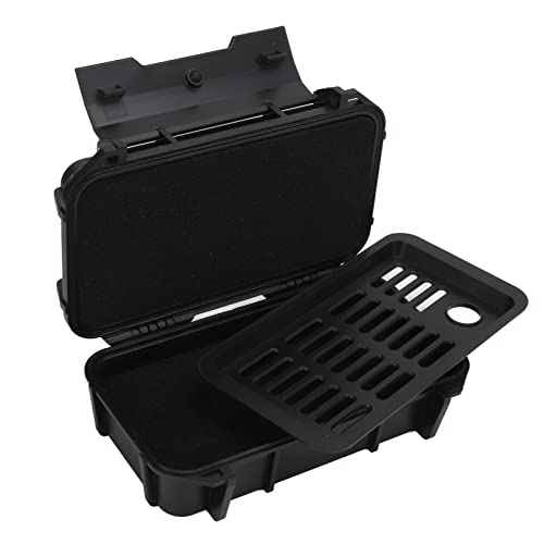 VGEBY Hard Carry Tool Case Safety Instrument Tool Box ABS Plastic Storage Toolbox for Outdoor Camping (Double-Layer Compartment, Black)