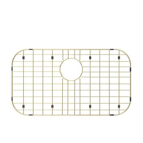 Gold Large 26" x 14" Kitchen Sink Grid,Sink Protector for Kitchen Sink,Stainless Steel Sink Rack with strainer,sink grate for Bottom of Sink,Rear Drain with Corner Radius,Stainless Steel
