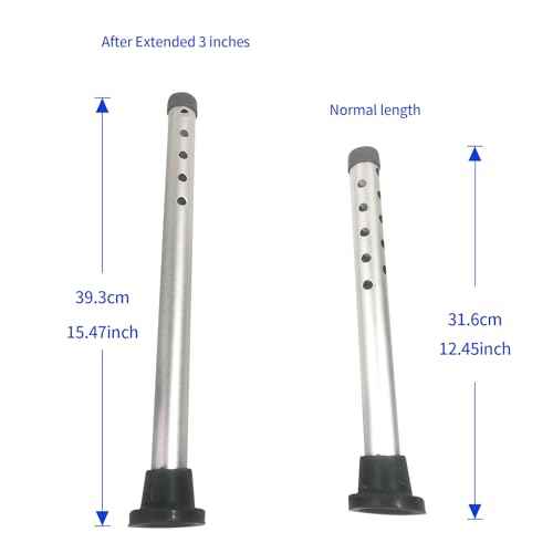 CP Extension Tube for Sliding Shower Chairs/Tub Transfer Bench, Aluminum, Silver, 3 Inch Height Increase, Suitable for Bathtubs Up to 21.5 Inches