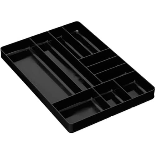 Ernst Manufacturing 2 Pack of 10 Compartment Trays For Toolbox Drawer Organization, Stackable, Sturdy, Fuel and Solvent Resistant, Thick Plastic - Black - Made in the USA