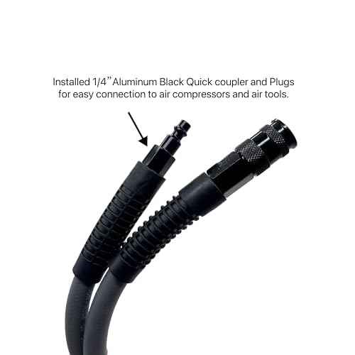 Hybrid Air Hose 3/8-Inch x 50FT£¬Air Compressor Hose 300 PSI Heavy Duty, Lightweight, Kink Resistant, All-Weather Flexibility with 1/4-Inch Industrial Air Fittings and Bend Restrictors,Gray