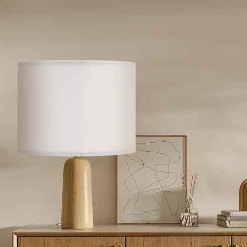Modern White Drum Lamp Shades Set of 2, 16"x16"x12" Large Spider Fitter Shade, Linen Fabric Table & Floor Lamp lampshade Replacement for Bedroom, Living Room, Easy Assembly (Harp/Finial Not Included)