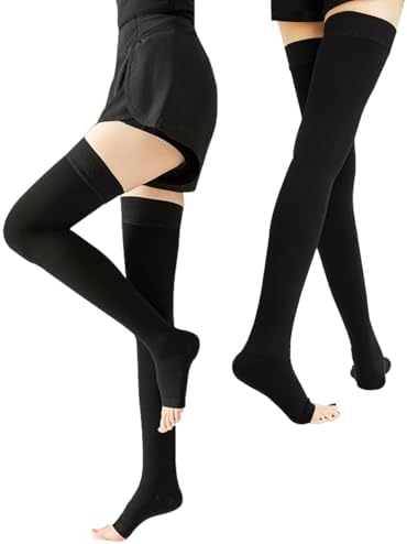 Anti Embolism Ted Hose Thigh High 20-30 mmHg Compression Stocking Toeless,Post Surgery Nurse Compression Socks Support for Women & Men