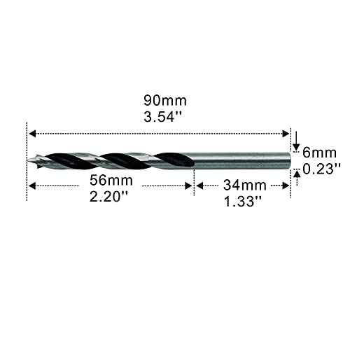 Brad Point Drill Bits 6mm (1/4") Wood Drill Bit Set Woodworking Drills High Carbon Steel for Furniture Hardwood Softwood Cupboard Wardrobe 5 Pack