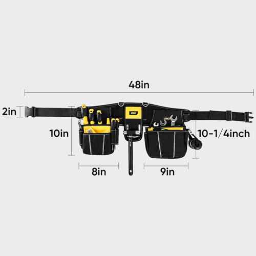 DELI Tool Belt,22 Pockets Tool Belts for Men, Utility Belt Heavy Duty Carpenter, Construction, DIY'er, Electrician, Double Layer Thickened Polyester Pouch with Waterproof Coating