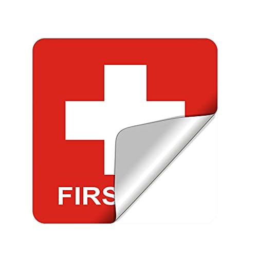 dealzEpic - First Aid Cross Sticker Sign - Self Adhesive Peel and Stick Vinyl 1st Aid Decal Symbol - 3.94x3.94 inches | Pack of 4 Pcs