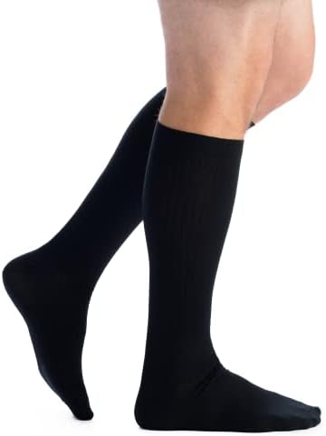 EvoNation Men’s 15-20 mmHg Knee High Compression Socks – Graduated Support for Circulation, Swelling, Varicose Veins & Pain Relief – Medical Compression Stockings – Made in USA