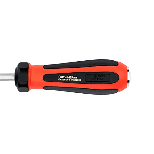 Jetech Striking Cap Go-Through Slotted Screwdriver, S2 Steel Flathead with Magnetic Tip, Ergonomic Soft Grip TPR Handle, 0.24 x 4.92 inches
