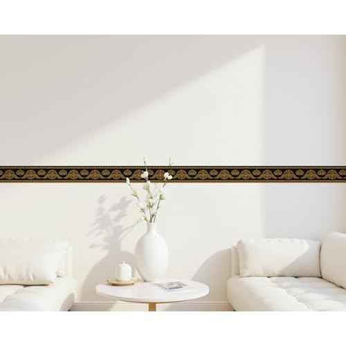 FLFK Wallpaper Border - Peel and Stick Decorative Trim Tape with Ornate Floral & Mythical Motifs, Self-Adhesive 4"x240"