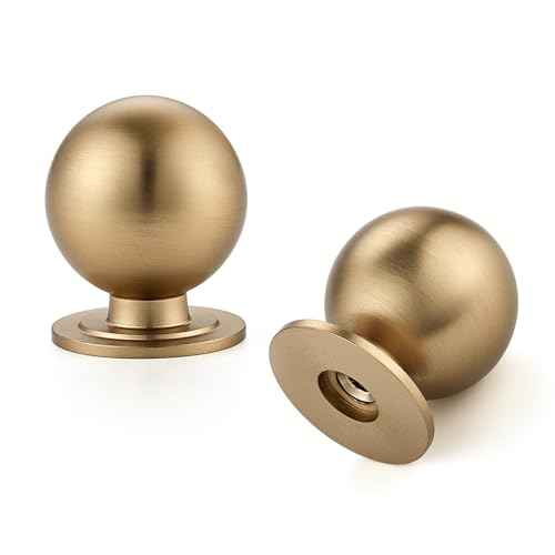 24 Pack Champagne Bronze Cabinet Knobs, Round Dresser Knobs, Ball Kitchen Cabinet Hardware, 0.95" Diameter