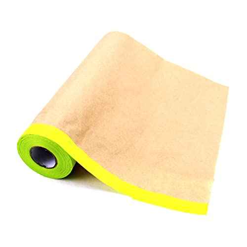 AZH Pre-Taped Masking Paper 18in x 50Ft Masking Paper with Adhesive for Painting, Tape and Drape Paint Adhesive Protective Paper Roll for Automotive Furniture Wall Protection