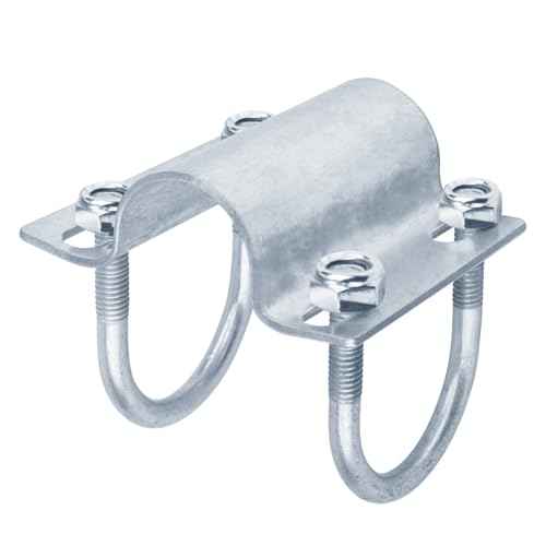4 Pack 2-3/8" x 1-5/8" OD U-Bolt Cross Clamps, Adjustable Neck Rail to Post Bracket, Connector for Stall Barn Corral Panels Chain Link Fence, 5/32" Thick