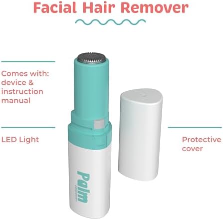 PalmPerfect Facial Hair Remover for Women – Portable Lipstick-Sized Shaver with Built-in LED Light – Painless Dual-Track Rotary Blade for Upper Lip, Cheeks, and Forehead – AA Battery Powered