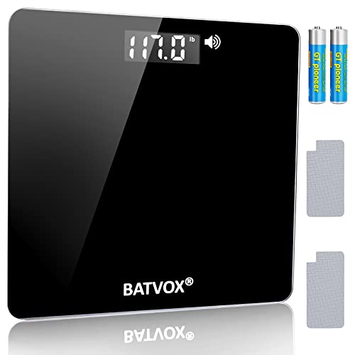 BATVOX Wide Talking Scales for Body Weight Accurate Digital Talking Bathroom Body Scaleï¼Large LCD Screenï¼400 lbï¼Auto On & Off for Elderly Or Visually Impaired, Includes Batteries
