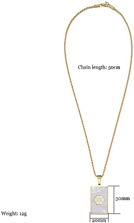 Medical Alert Necklace for Women Shell & Gold-Tone Stainless Steel Emergency ID Tag Pendant Necklace for Girls Custom Engraved Medical Alert Jewelry