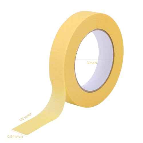 Lichamp 3-Pack Automotive Refinish Masking Tape Yellow 25mm x 55m, Cars Vehicles Auto Body Paint Tape, Automotive Painters Tapes Bulk Set 1 inch x 55 Yards x 3 Rolls