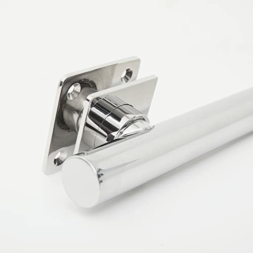 24-inch Coronado Designer Straight Bathroom Shower Grab Bar with Decorative Square Flanges, Polished