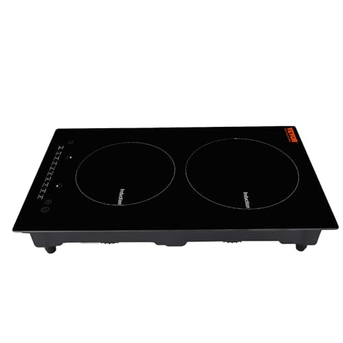 VEVOR Electric Cooktop, 2 Burners, 12'' Induction Stove Top, Built-in Magnetic Cooktop 1800W, 9 Heating Level Multifunctional Burner, LED Touch Screen w/Child Lock & Over-Temperature Protection