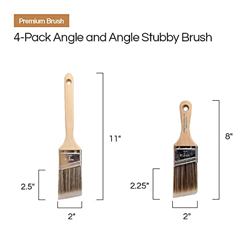 Vermeer Paint Brushes 4-Pack Angle Brushes in Assorted Sizes for All Latex and Oil Paints & Stains - Home Improvement - Interior & Exterior Use