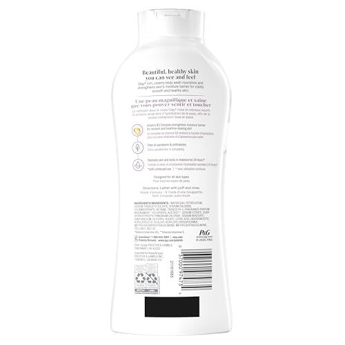 Olay Body Wash for Women, Age Defying with Vitamin E, 24hr Moisturizing, Hydrating & Refreshing, B3 Vitamin Complex, Free of Parabens & Phthalates, for All Skin Types, Scented, 22 fl oz (Pack of 2)