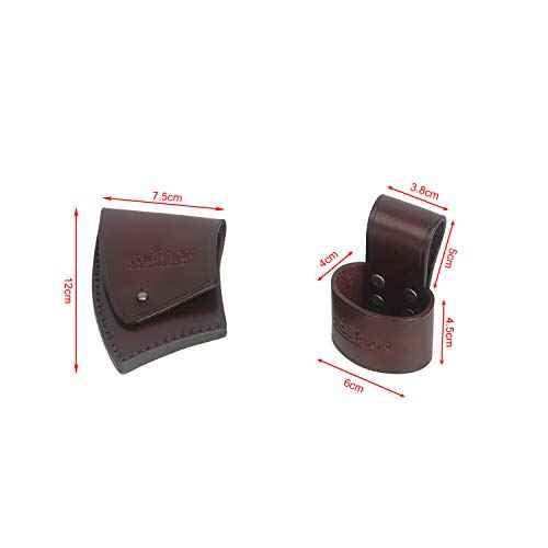 TOURBON Vintage Leather Axe Head Sheath and Belt Carrier (Dark Brown)