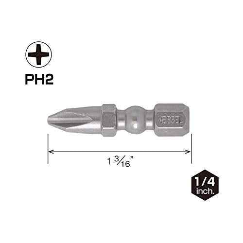 VESSEL Impact Ball Torsion Bits PH2X30 5PC with MAG Charge Holder (IBMG30PH2K5)