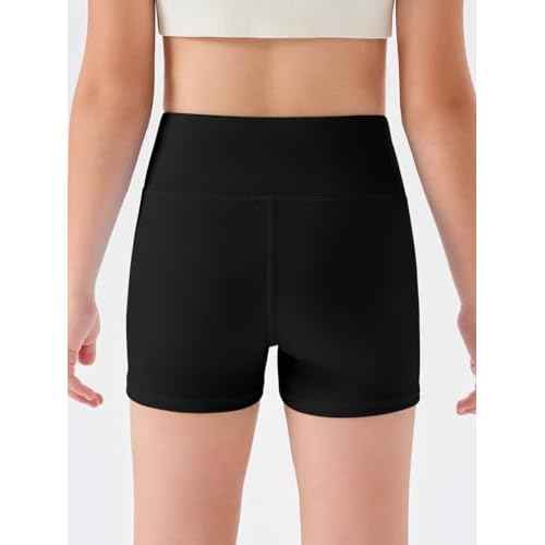 Haloumoning Girls Athletic Shorts Kids High Waisted Yoga Dance Biker Shorts Comfy Gymnastics Shorts 5-14Y