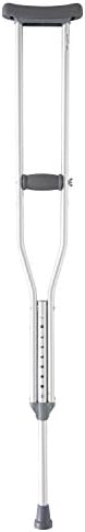 PCP Aluminum Crutches, Push Button Adjustable Height, Lightweight, 1 Pair, Adult Regular Size (5'2" to 5'10"), Chrome