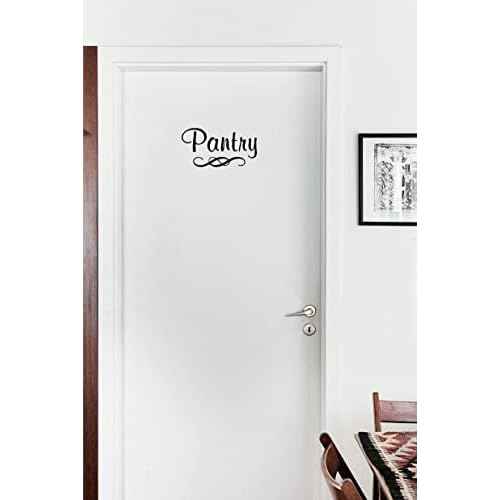 Pantry Decal with Single Swirl - Vinyl Art Wall Decal for The Home or Kitchen Pantry - 8" W X 4.5" H (Black)