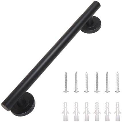 Lava Odoro Shower Grab Bar, Modern Set Stainless Steel Handicap Grab Bar for Bathtubs and Showers, Shower Safety Bar for Seniors Disabled, ADA-Compliant (Matte Black, 12 Inch)