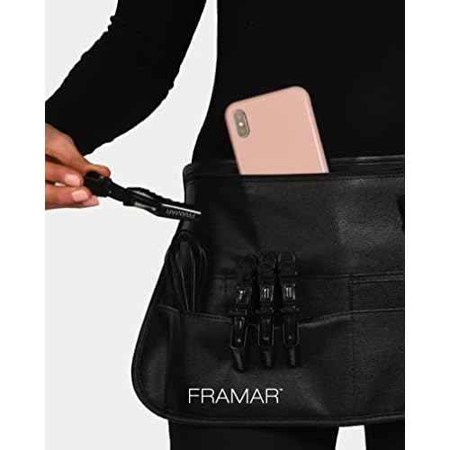 FRAMAR Hipster Salon Hairstylist Waist Belt with Shears Pouch, Professional Hair Stylist & Makeup Brush Belt