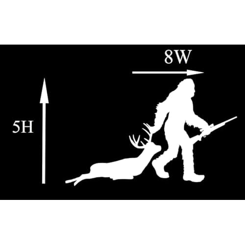 Thistle Brook Cottage Bigfoot Sasquatch Big Foot Carrying Rifle Hunting Decal Vinyl Sticker Cars Trucks Vans Walls Laptop White Hunting Deer Elk 5H X 8W Vinyl Decal Bumper Sticker