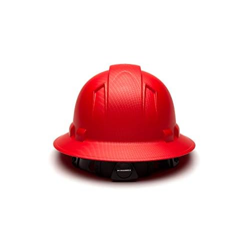 Pyramex Ridgeline Full Brim Hard Hat 4 Point Ratchet Matte Red Pattern