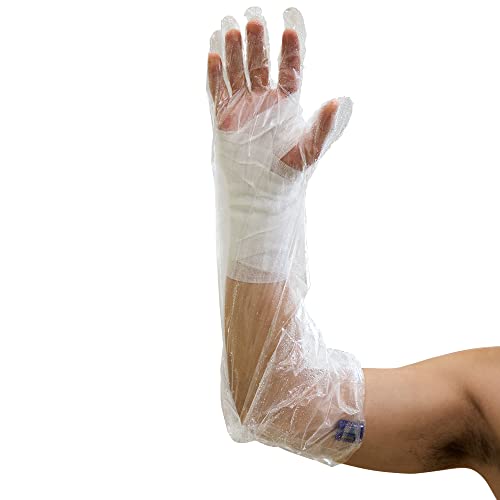 TIDI AquaGuard Glove – Shower Protection Glove with Water-Seal Band – Arm Cast Cover – 75 Gloves and 25 Water-Seal Bands Total (3 Gloves per Package x 25 Packages) – Home Medical Supplies (50016-RBX)