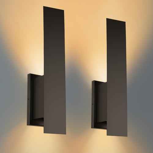 Indoor Wall Sconces, Modern Wall Lights, Up and Down Wall Mount Light, Dimmable Hardwired Wall Light for Bedroom, Living Room, Hallway, GU10 Bulbs Excluded, 2 Pack (Matt Black)