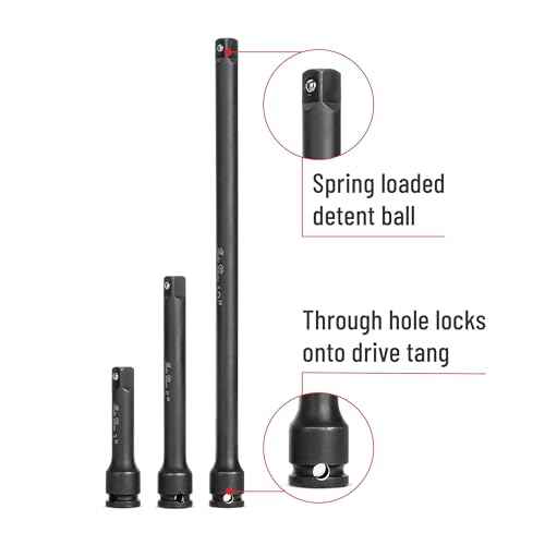 Bates- Impact Extension Bar Set, 3/8" Drive, 3 Pack, 3", 5", 10", 42 CrMo Steel, 3/8 Impact Extension Set