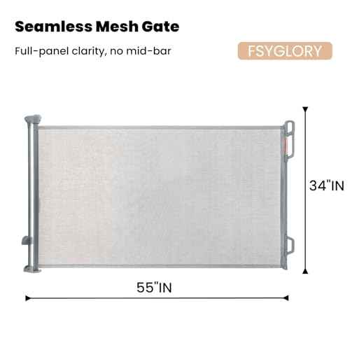 Retractable Baby Gate, 55¡± Wide Mesh Safety Gate for Babies and Pets, 34¡± Tall, Easy One-Handed Use, Indoor & Outdoor Stair, Doorway, Hallway Fence