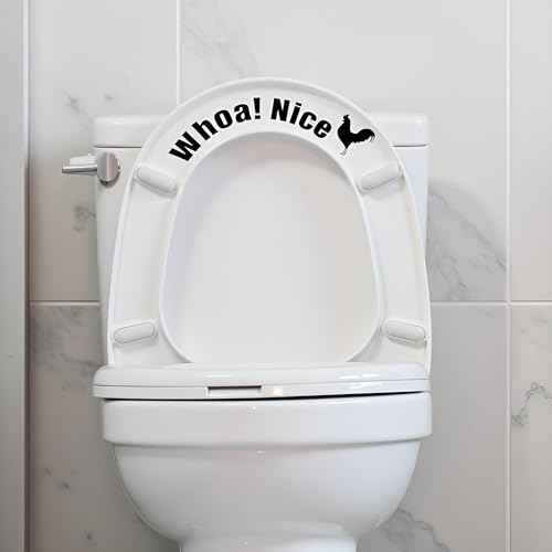 Funny Cock Toilet Stickers, Whoa Nice Toilet Sticker Decal, Waterproof Vinyl Wall Art Sign Decor, Removable Self-Adhesive Toilets Seat Quote Murals for Restroom Door Seat Decoration, Accessories
