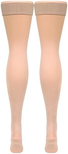Truform Women's Compression Stockings, 20-30 mmHg, Thigh High Length, Closed Toe, Opaque, Beige, Small