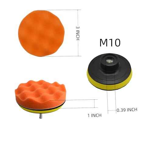 10Pcs 3Inch Face Backing Plate Compound Buffing Polishing Sponge Pads Waffle Foam Buffing Polishing Pads Kit with Woolen Cutting Pad and 3Inch Backing Plate M10 Drill Adapter