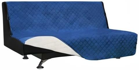 Easy-Going Futon Sofa Slipcover - Reversible Armless Couch Cover - Water Resistant - Pets & Kids (Blue/Ivory)