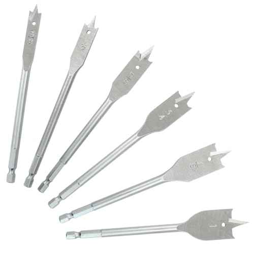 6pcs Spade Drill Bits, Heavy Duty Hex Shank Hole Cutter Titanium Coating Carbon Steel, Sturdy Paddle Bits for Woodworking DIY Enthusiasts