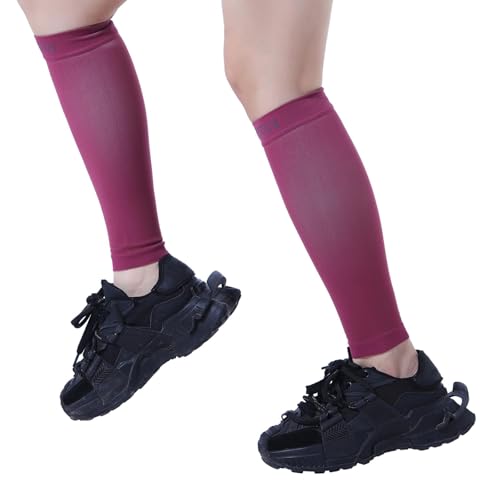 15-20mmHg 1 Pair Calf Compression Sleeve Men and Women Wide Calf Sleeve Brace Compression Socks for Leg Support, Shin Splint,Pain Relief (MAROON, XX-Large)
