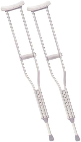 Drive Medical Aluminum Crutch with Comfortable Underarm Pad and Handgrip, Gray, Adult