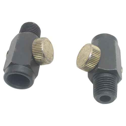 2 Pcs Brass In-Line Air Flow Regulator Adjustable 1/4" NPT Male & Female In-Line Air Flow Valves Air Pressure Compressor Control Tool (Black)